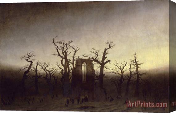 Caspar David Friedrich Abbey In An Oak Forest Stretched Canvas Print / Canvas Art