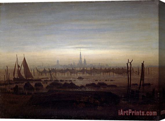 Caspar David Friedrich Greifswald in Moonlight Stretched Canvas Print / Canvas Art