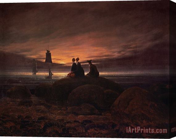 Caspar David Friedrich Moon Rising Over the Sea Stretched Canvas Print / Canvas Art