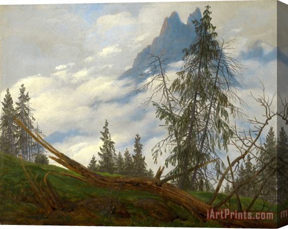 Caspar David Friedrich Mountain Peak with Drifting Clouds Stretched Canvas Painting / Canvas Art