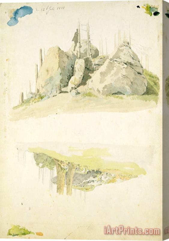 Caspar David Friedrich Rock And Tree: Two Studies, 12th July 1810 Stretched Canvas Print / Canvas Art
