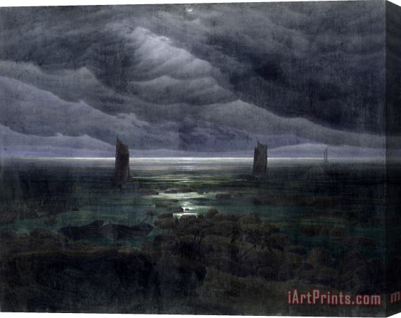 Caspar David Friedrich Sea Shore in Moonlight Stretched Canvas Print / Canvas Art