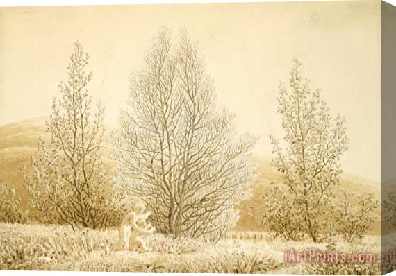 Caspar David Friedrich Spring (sepia Ink And Pencil on Paper) Stretched Canvas Print / Canvas Art