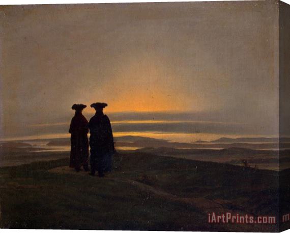 Caspar David Friedrich Sunset (brothers) Stretched Canvas Painting / Canvas Art