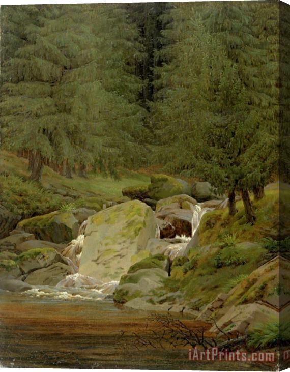 Caspar David Friedrich The Evergreens by The Waterfall (oil on Canvas) Stretched Canvas Print / Canvas Art