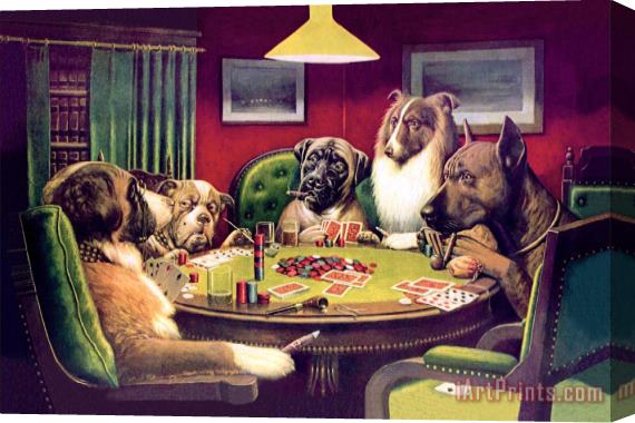 cassius marcellus coolidge A Bold Bluff Dogs Playing Poker Stretched Canvas Painting / Canvas Art