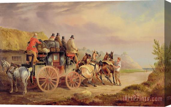 Charles Cooper Henderson Mail Coaches on the Road - The 'Quicksilver' Stretched Canvas Print / Canvas Art