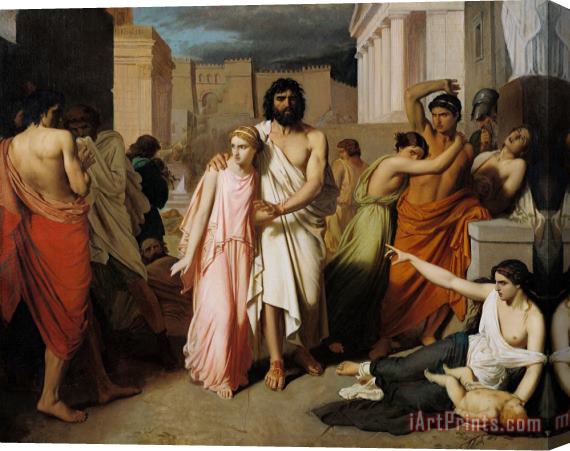 Charles Francois Jalabert Oedipus And Antigone Or The Plague Of Thebes Stretched Canvas Print / Canvas Art