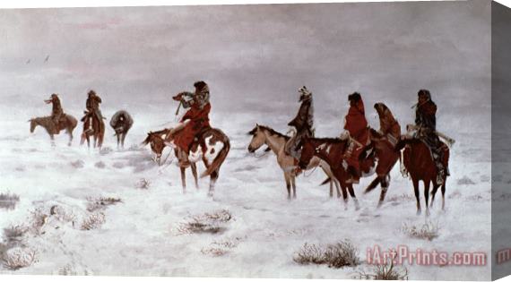 Charles Marion Russell 'Lost in a Snow Storm - We Are Friends' Stretched Canvas Painting / Canvas Art