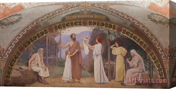 Charles Sprague Pearce Family Mural in Lunette From The Family And Education Series Library of Congress Thomas Jefferson Building Washington Dc Stretched Canvas Painting / Canvas Art