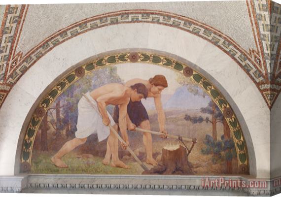 Charles Sprague Pearce Labor Mural in Lunette From The Family And Education Series Library of Congress Thomas Jefferson Building Washington Dc Stretched Canvas Print / Canvas Art
