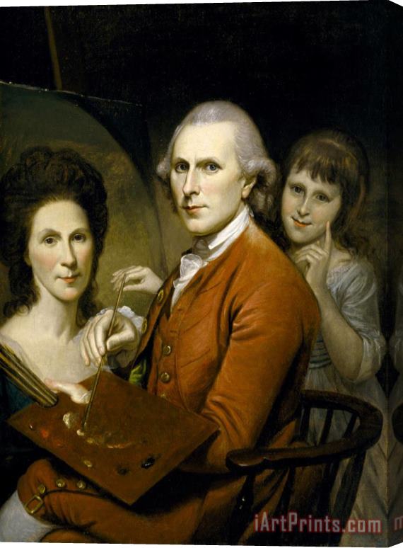 Charles Willson Peale Self Portrait with Rachel And Angelica Peale Stretched Canvas Painting / Canvas Art