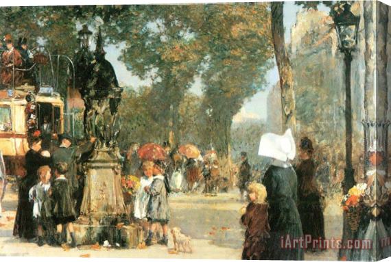 Childe Hassam Parisian Street Scene 1 Stretched Canvas Painting / Canvas Art
