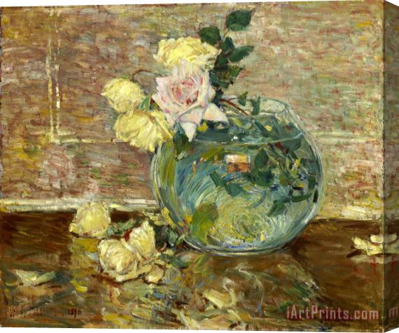 Childe Hassam Roses in a Vase Stretched Canvas Print / Canvas Art
