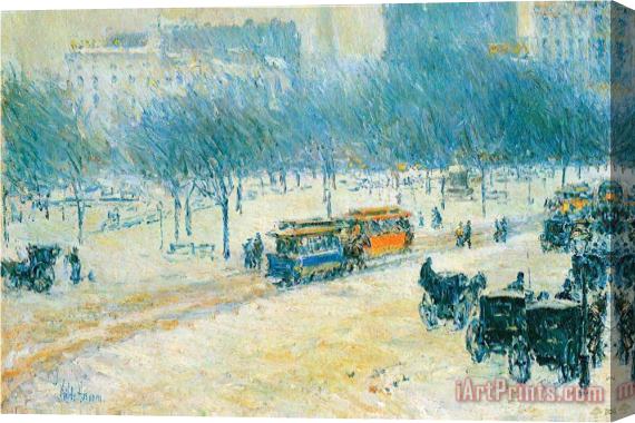 Childe Hassam Winter in Union Square Stretched Canvas Print / Canvas Art
