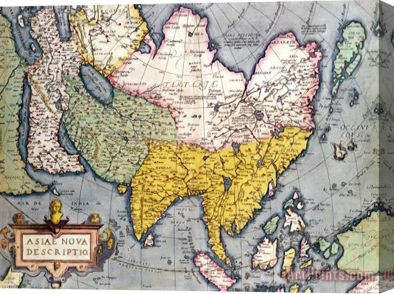 Claes Jansz Antique Map of Asia Stretched Canvas Print / Canvas Art