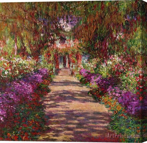 Claude Monet A Pathway in Monets Garden Giverny Stretched Canvas Print / Canvas Art
