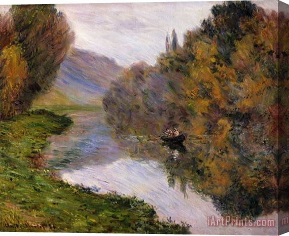 Claude Monet Boat On The Seine Near Jeufosse Stretched Canvas Print / Canvas Art