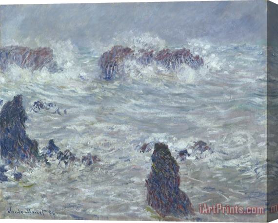 Claude Monet Storm off the Coast of Belle Ile Stretched Canvas Painting / Canvas Art