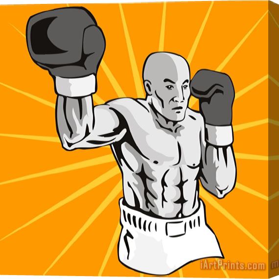 Collection 10 Boxer Boxing Knockout Punch Retro Stretched Canvas Print / Canvas Art