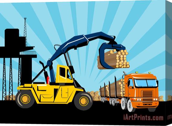 Collection 10 Logging Truck Stretched Canvas Print / Canvas Art