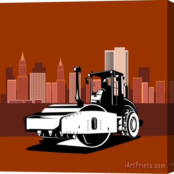 Collection 10 Road Roller Retro Stretched Canvas Print / Canvas Art