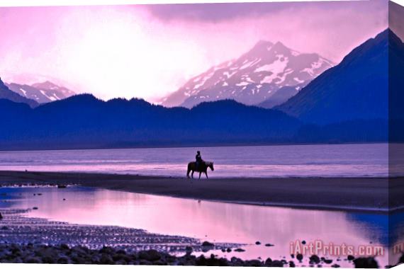Collection 14 Horseback Riding at Sunset Stretched Canvas Print / Canvas Art