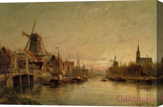 Cornelis Christiaan Dommelshuizen Evening at Maashuis Holland Stretched Canvas Print / Canvas Art