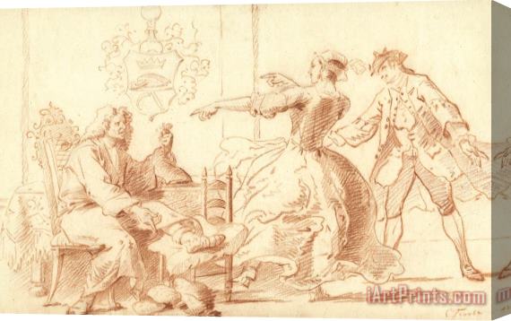 Cornelis Troost De Rijke Podagralijder, Uitgelachen Door Een Jonge Vrouw Stretched Canvas Print / Canvas Art
