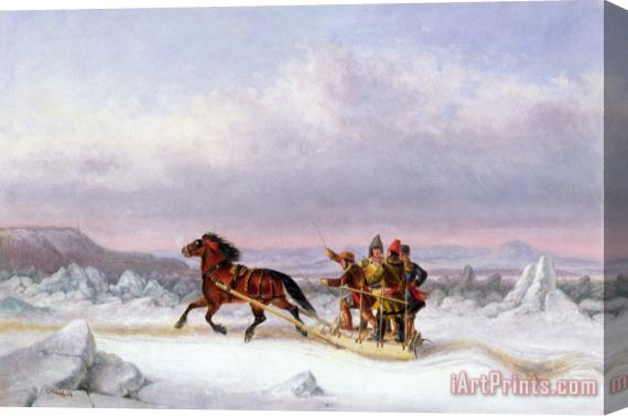 Cornelius Krieghoff Crossing the Saint Lawrence from Levis to Quebec on a Sleigh Stretched Canvas Print / Canvas Art