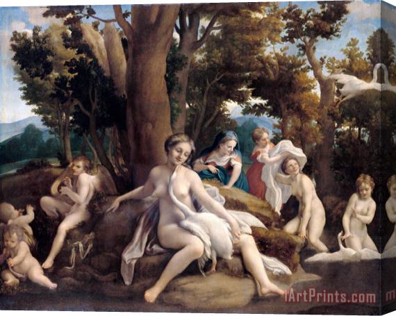 Correggio Leda And The Swan Stretched Canvas Painting / Canvas Art