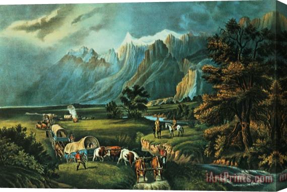 Currier and Ives Emigrants Crossing the Plains Stretched Canvas Painting / Canvas Art