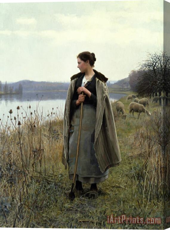 Daniel Ridgway Knight The Shepherdess of Rolleboise Stretched Canvas Print / Canvas Art