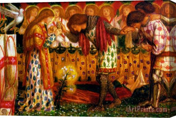 Dante Gabriel Rossetti How Sir Galahad, Sir Bors And Sir Percival Were Fed with The Sanc Grael; But Sir Percival's Sister Died by The Way Stretched Canvas Print / Canvas Art