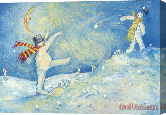 David Cooke Snowmen's Midnight Fun Stretched Canvas Painting / Canvas Art
