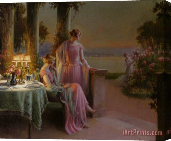 Delphin Enjolras Elegant Ladies Taking Tea Stretched Canvas Painting / Canvas Art
