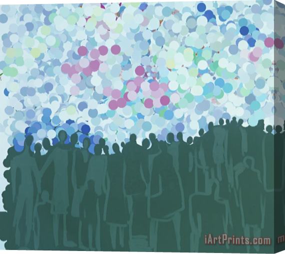 Diana Ong Grey Crowd Stretched Canvas Print / Canvas Art