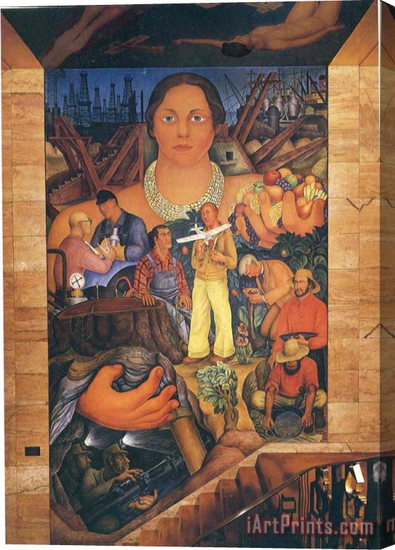 Diego Rivera Allegory of California 1931 Stretched Canvas Painting / Canvas Art