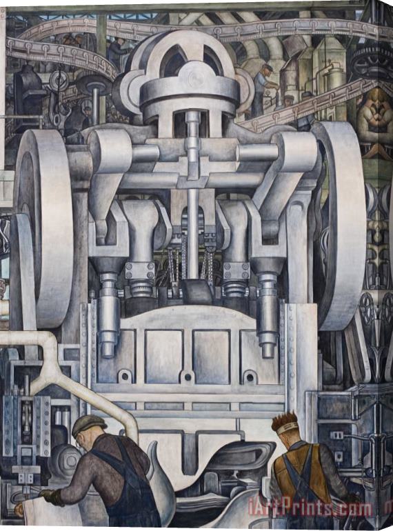 Diego Rivera Detroit Industry Murals Production of Automotive Exterior And Final Assembly, Detroit Industry South Wall Automotive Panel, Detail (fender Stamping Pr Stretched Canvas Print / Canvas Art