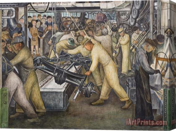 Diego Rivera Detroit Industry Murals Production of Automotive Exterior And Final Assembly, Detroit Industry South Wall Automotive Panel, Detail (final Assembly) Stretched Canvas Painting / Canvas Art