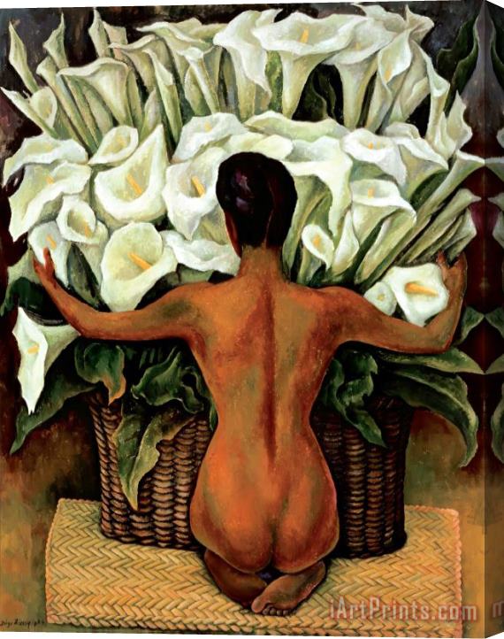 Diego Rivera Nude with Calla Lilies 1944 Stretched Canvas Painting / Canvas Art