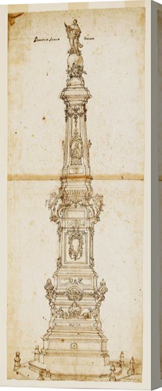 Domenico Antonio Vaccaro Design for The Obelisk of St. Dominic, Piazza San Domenico Maggiore, Naples Stretched Canvas Print / Canvas Art