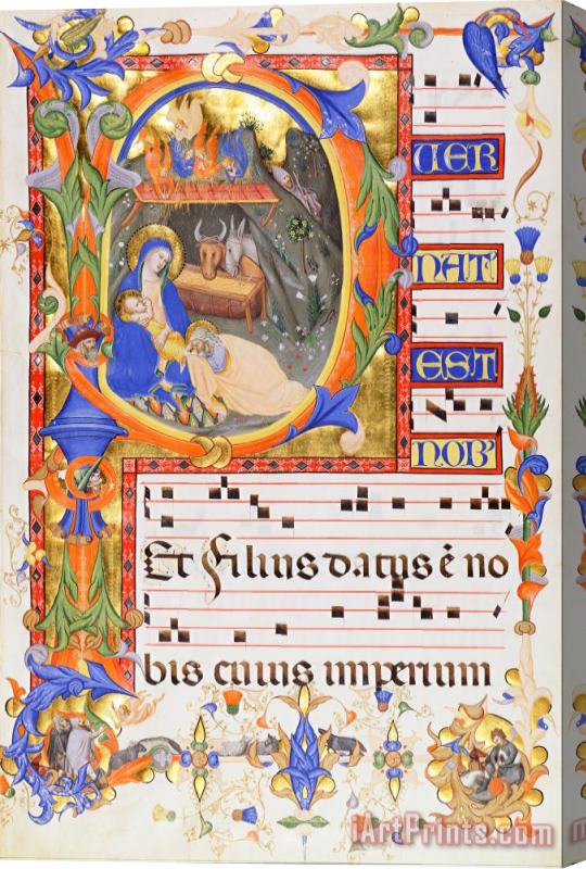 Don Silvestro Dei Gherarducci Nativity, in an Initial P Stretched Canvas Print / Canvas Art