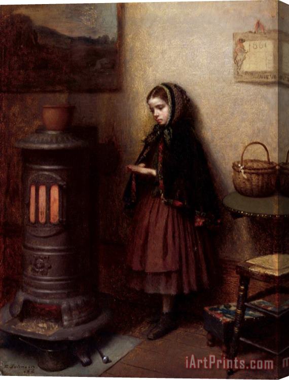 Eastman Johnson Warming Her Hands Stretched Canvas Print / Canvas Art