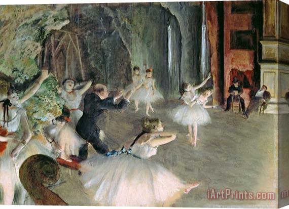 Edgar Degas The Rehearsal of the Ballet on Stage Stretched Canvas Painting / Canvas Art