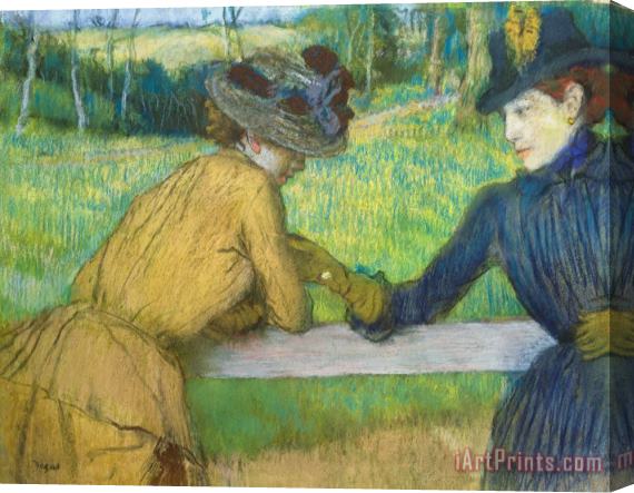 Edgar Degas Two women leaning on a gate Stretched Canvas Painting / Canvas Art