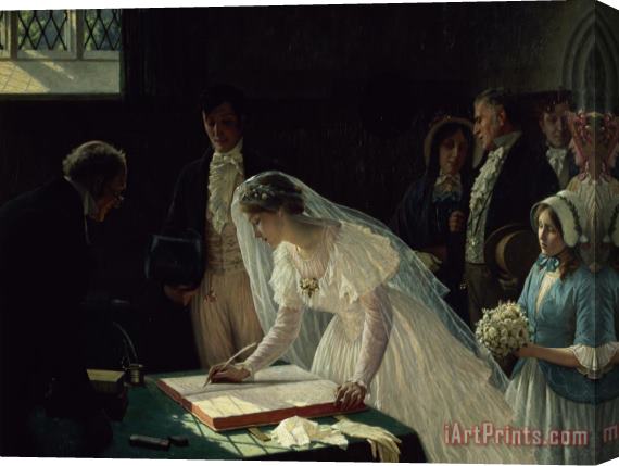 Edmund Blair Leighton Signing the Register Stretched Canvas Painting / Canvas Art