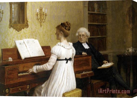 Edmund Blair Leighton The Piano Lesson Stretched Canvas Print / Canvas Art