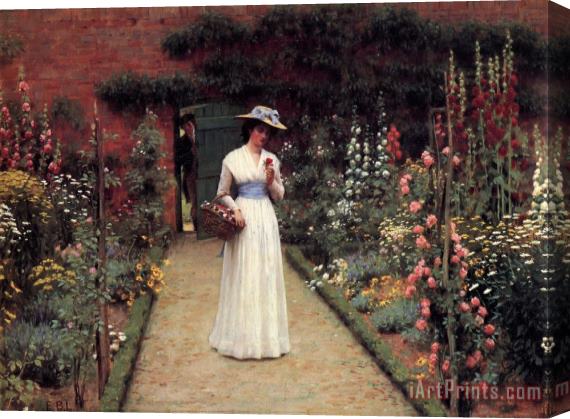 Edmund Blair Leighton The Rose Garden Stretched Canvas Print / Canvas Art