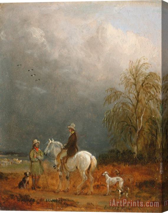 Edmund Bristow A Traveller And a Shepherd in a Landscape Stretched Canvas Print / Canvas Art